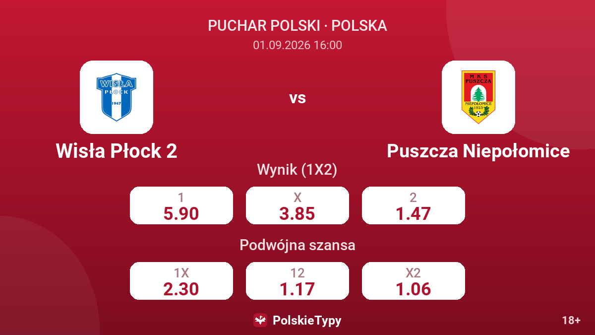 Wisła Płock 2 - Puszcza Niepołomice — kursy