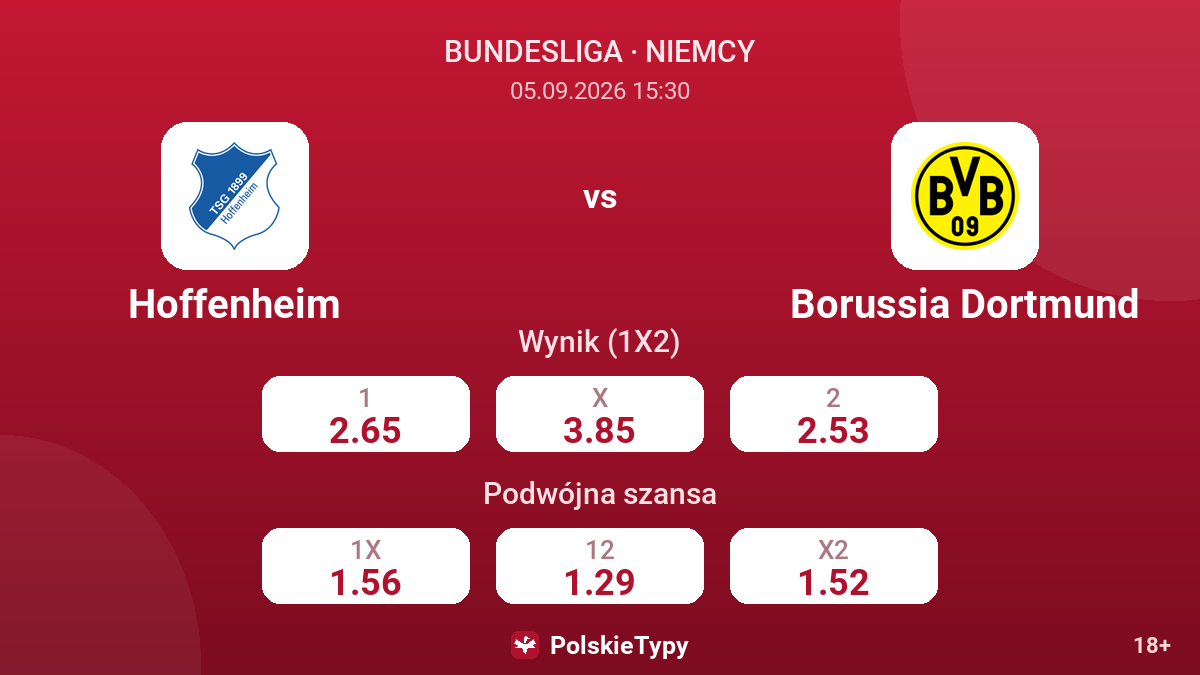 Hoffenheim - Borussia Dortmund — kursy