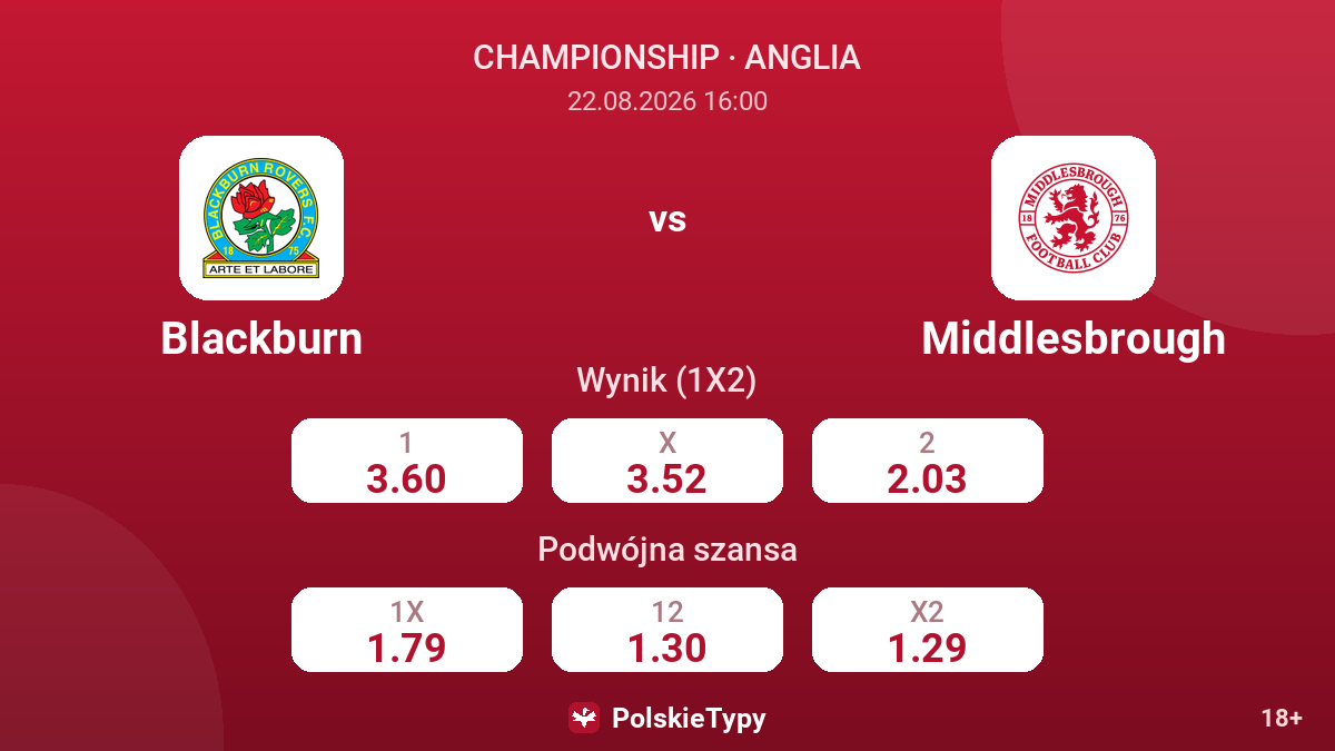 Blackburn - Middlesbrough — kursy