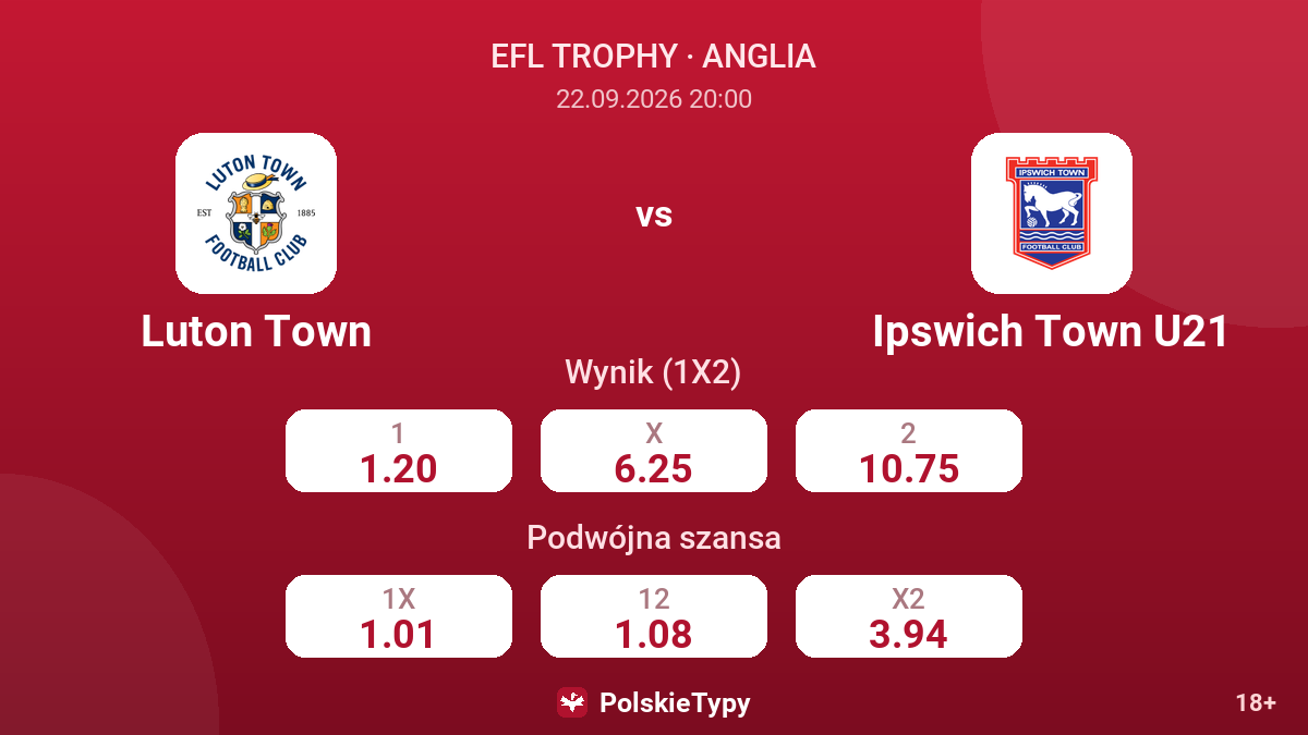 Luton Town - Ipswich Town U21 — kursy