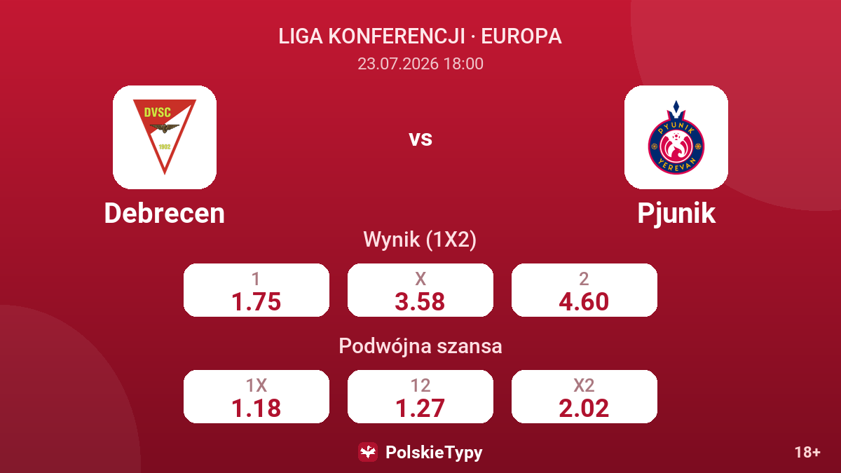 Debrecen vs Pjunik — kursy