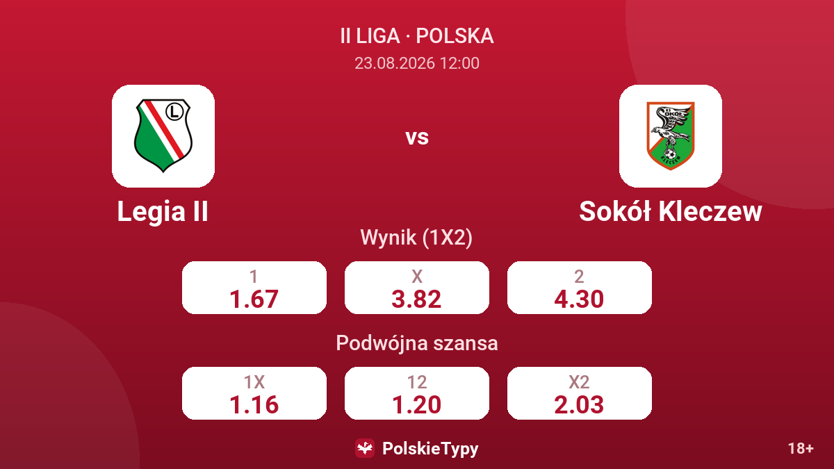 Legia II - Sokół Kleczew — kursy