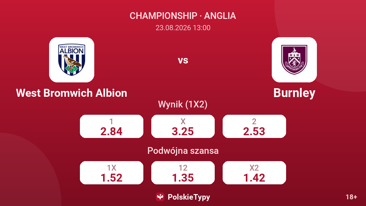 West Bromwich Albion - Burnley — kursy