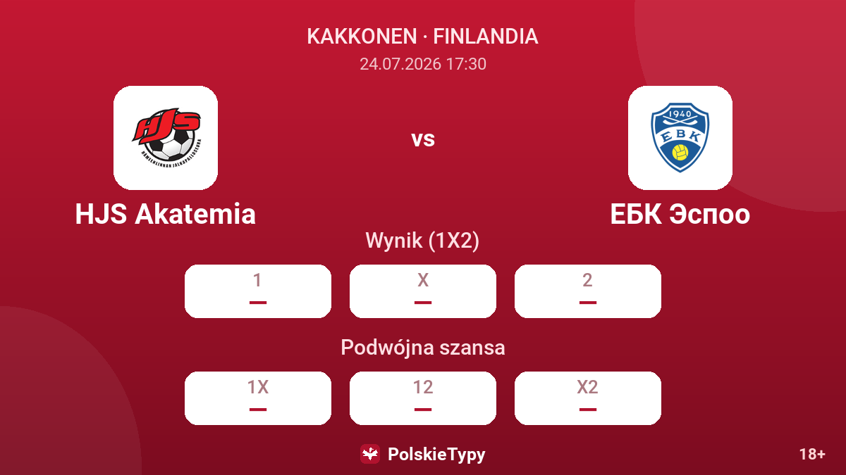 HJS Akatemia vs EBK Espoo — kursy