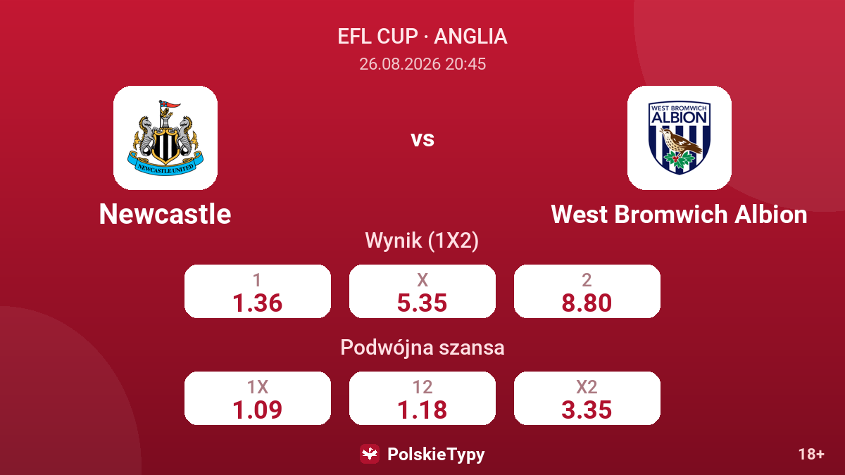 Newcastle - West Bromwich Albion — kursy