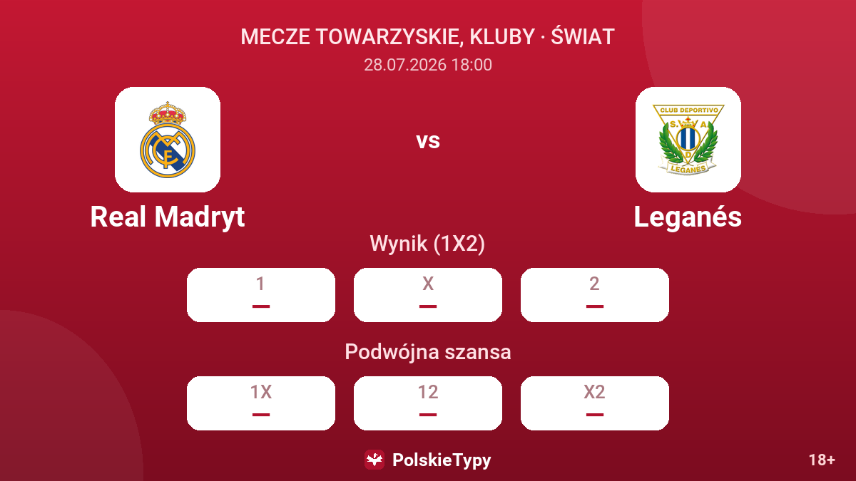 Real Madryt vs Leganés — kursy