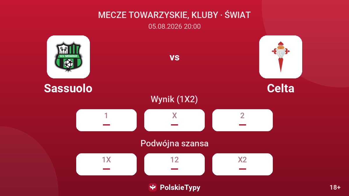 Sassuolo vs Celta — kursy